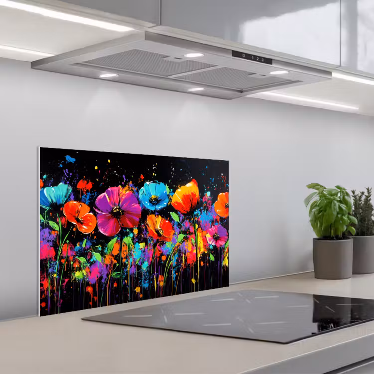 Spritzschutz Küche - Blumen - Bunt - Spritzer — 1