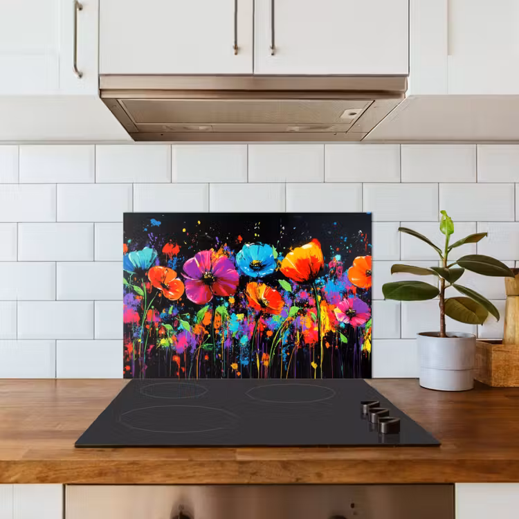 Spritzschutz Küche - Blumen - Bunt - Spritzer — 3