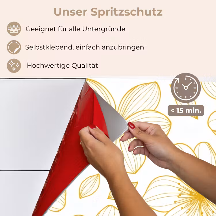 Spritzschutz Küche - Blumen - Muster - Illustration - Gelb — 4