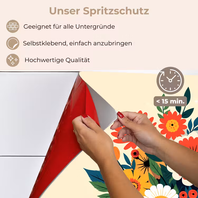 Spritzschutz Küche - Blumenstrauß - Blätter - Illustration - Farbenfroh — 4