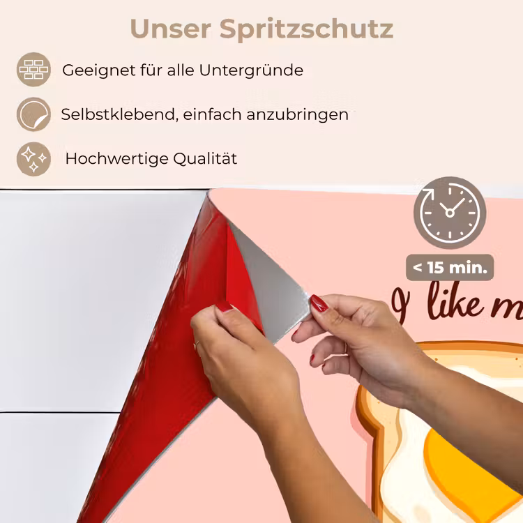Spritzschutz Küche - Brot - Illustration - Zitat - Rosa — 4