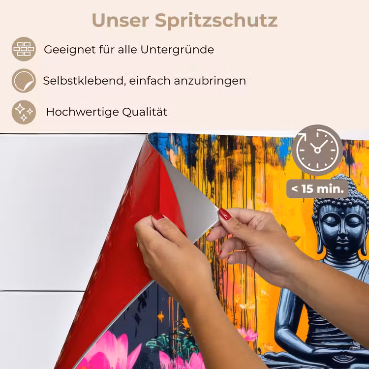 Spritzschutz Küche - Buddha - Blumen - Kerzen - Gelb — 4