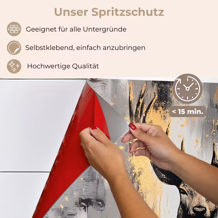 Spritzschutz Küche - Abstrakt - Hirsch - Geweih - Gold — 4