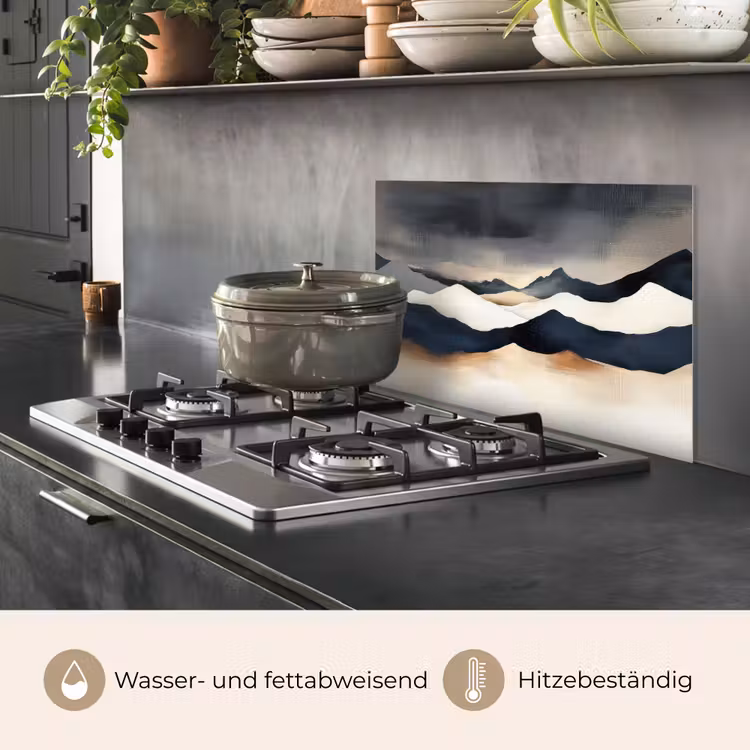 Spritzschutz Küche - Berge - Dunkelblau - Landschaft — 2