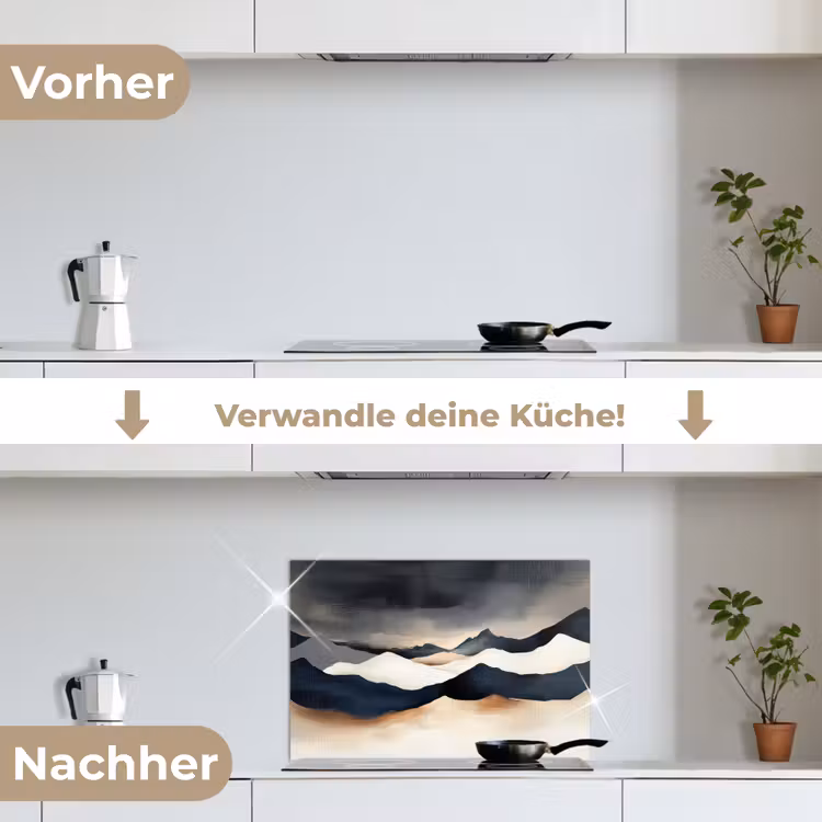 Spritzschutz Küche - Berge - Dunkelblau - Landschaft — 7