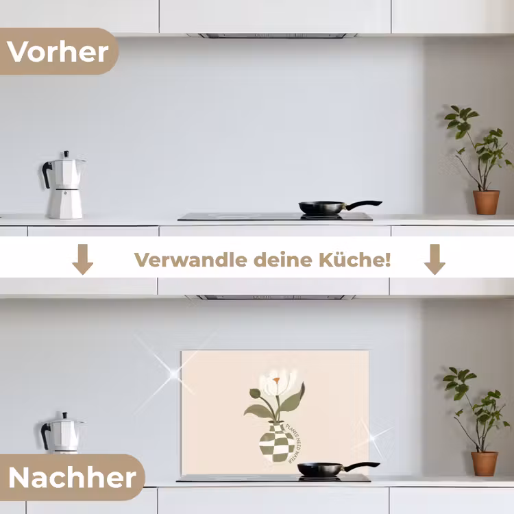 Spritzschutz Küche - Blume - Weiß - Vase - Zitat — 7