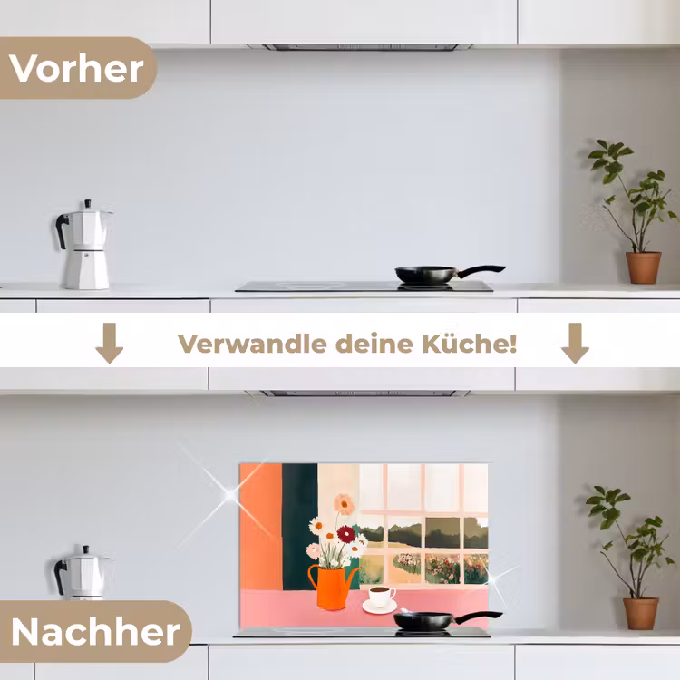 Spritzschutz Küche - Blumen - Kaffee - Fenster — 7