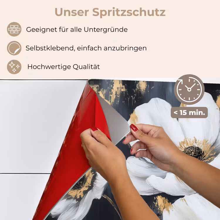 Spritzschutz Küche - Blumen - Weiß - Abstrakt — 4