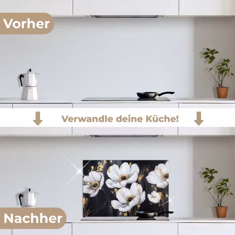 Spritzschutz Küche - Blumen - Weiß - Abstrakt — 7