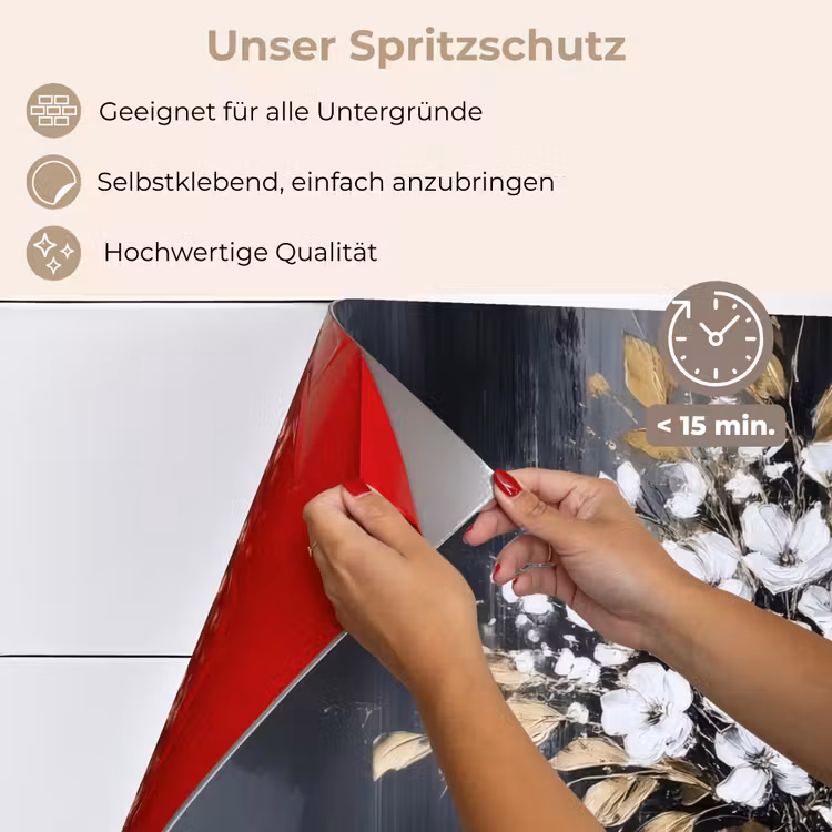 Spritzschutz Küche - Blumen - Weiß - Vase - Abstrakt — 4