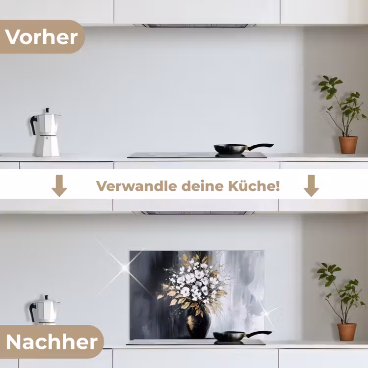 Spritzschutz Küche - Blumen - Weiß - Vase - Abstrakt — 7