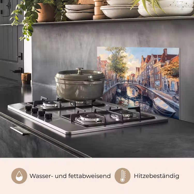 Spritzschutz Küche - Brücke - Stadt - Häuser - Boot — 2