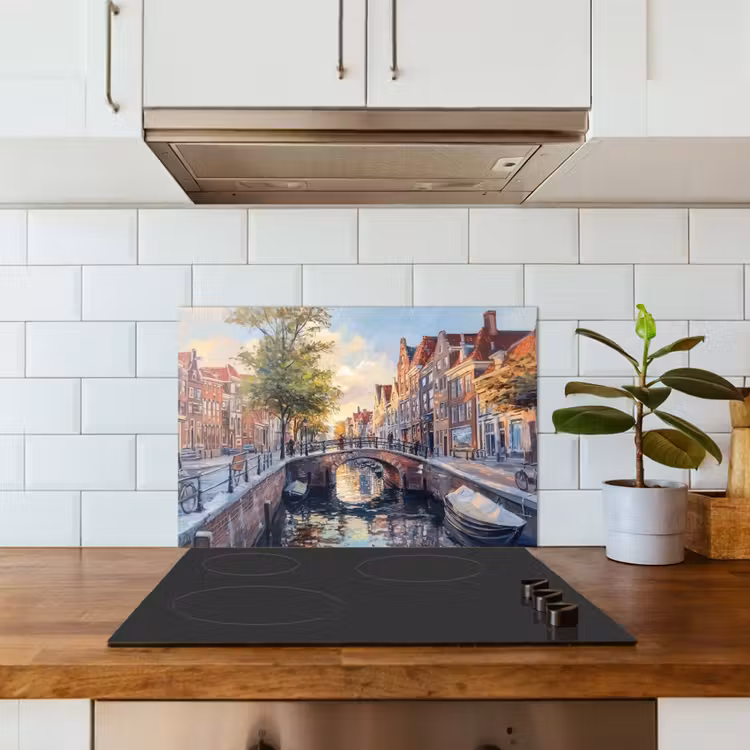 Spritzschutz Küche - Brücke - Stadt - Häuser - Boot — 3