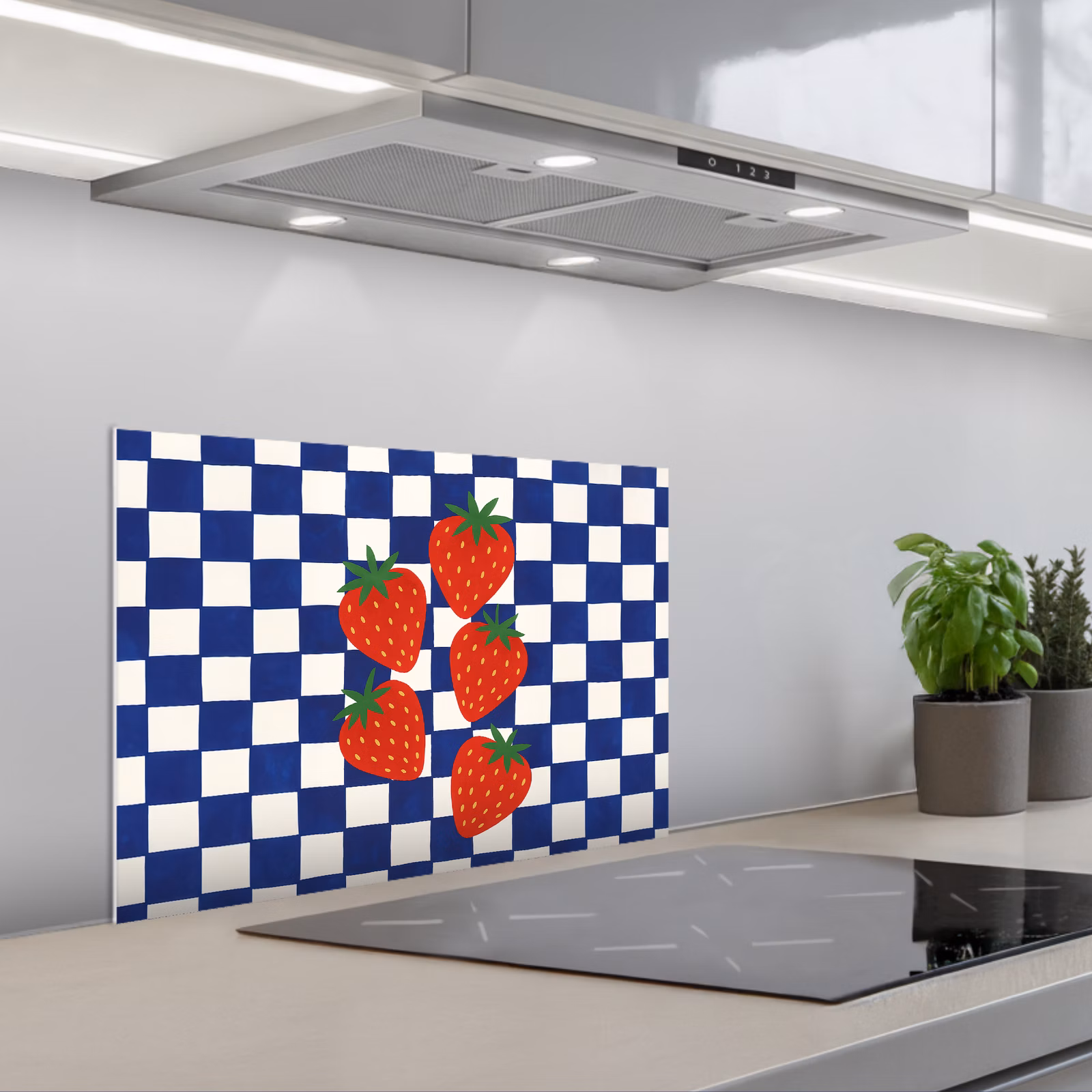 Spritzschutz Küche - Blockiert - Blau - Erdbeere — 1
