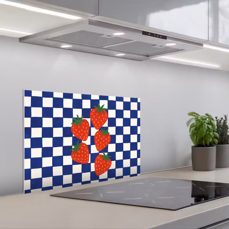 Spritzschutz Küche - Blockiert - Blau - Erdbeere — 1