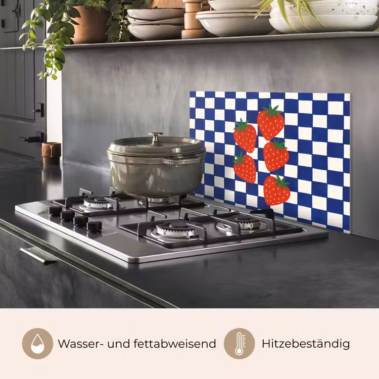 Spritzschutz Küche - Blockiert - Blau - Erdbeere — 2