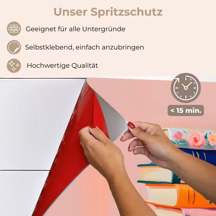 Spritzschutz Küche - Bücher - Stapel - Bunt — 4