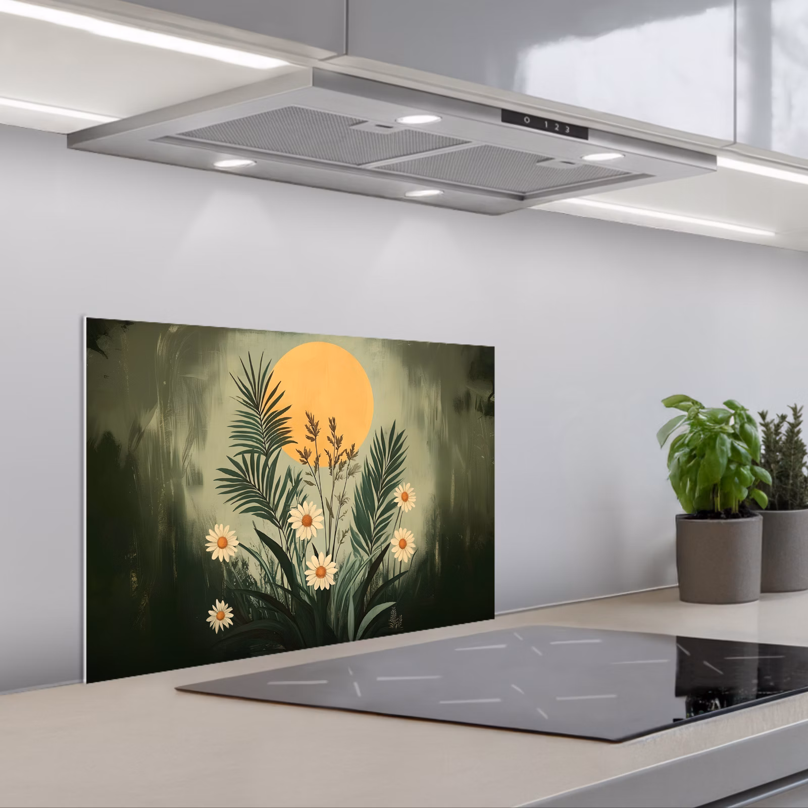 Spritzschutz Küche - Blumen - Blätter - Sonne - Grün — 1