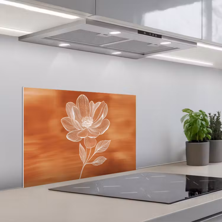 Spritzschutz Küche - Blume - Minimalistisch - Weiß — 1
