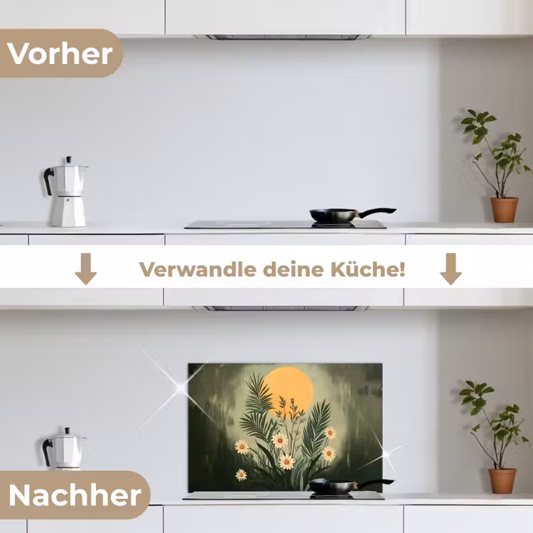 Spritzschutz Küche - Blumen - Blätter - Sonne - Grün — 7