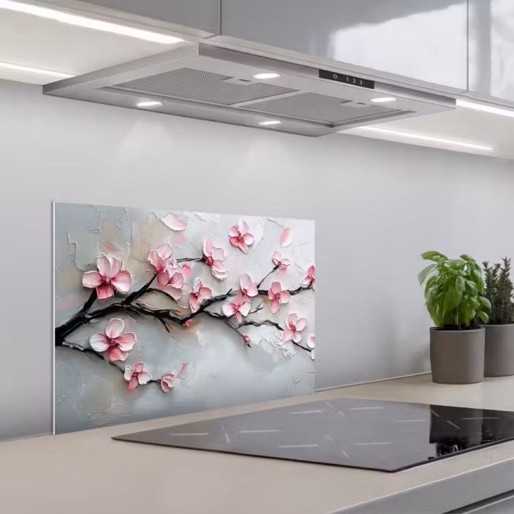 Spritzschutz Küche - Blüte - Künstlerisch - Rosa - Sakura — 1