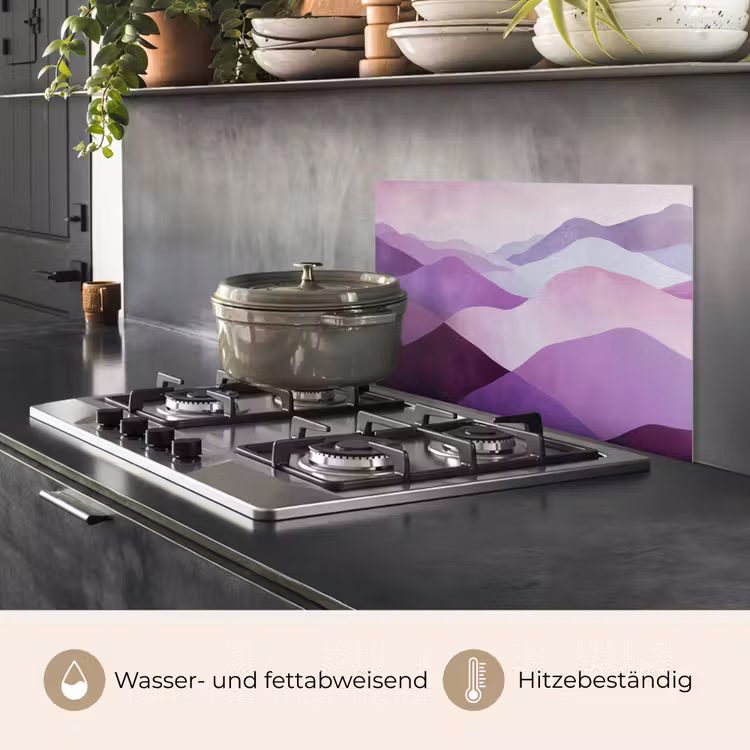Spritzschutz Küche - Abstrakt - Hügel - Landschaft - Lila — 2