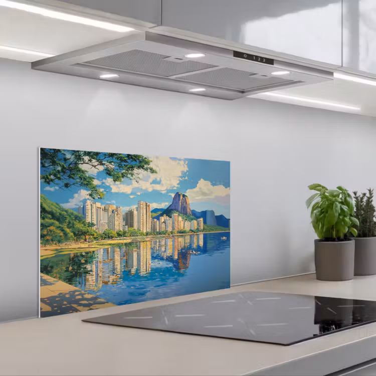 Spritzschutz Küche - Berg - Skyline - Strand - Wasser — 1