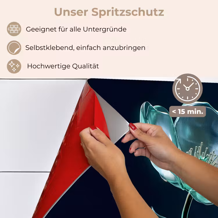 Spritzschutz Küche - Blätter - Blume - Gläser - Dunkelblau — 4