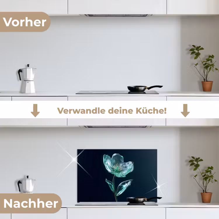Spritzschutz Küche - Blätter - Blume - Gläser - Dunkelblau — 7
