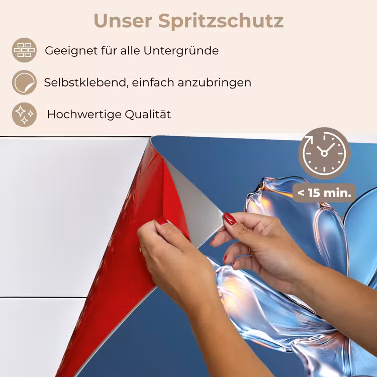 Spritzschutz Küche - Blau - Blume - Gläser - Verziert — 4