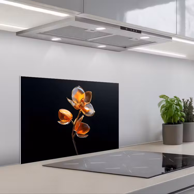 Spritzschutz Küche - Blume - Orchidee - Orange — 1