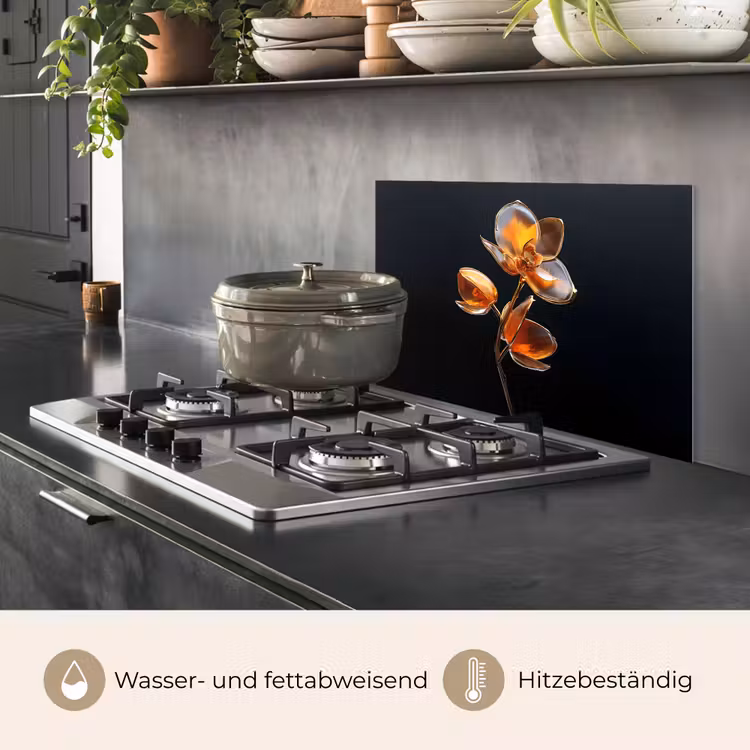 Spritzschutz Küche - Blume - Orchidee - Orange — 2