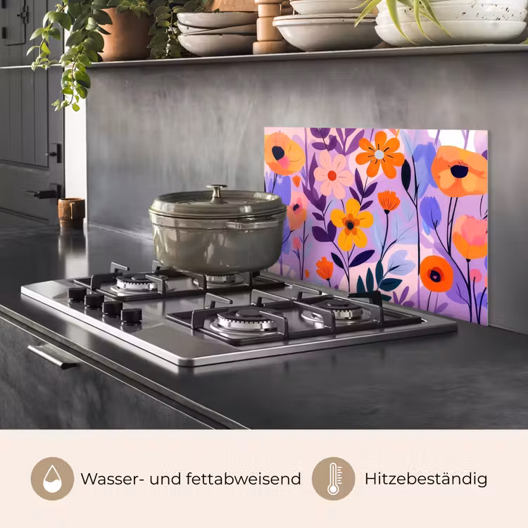 Spritzschutz Küche - Blumen - Bunt - Blätter — 2