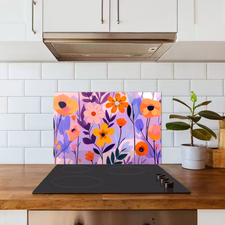 Spritzschutz Küche - Blumen - Bunt - Blätter — 3