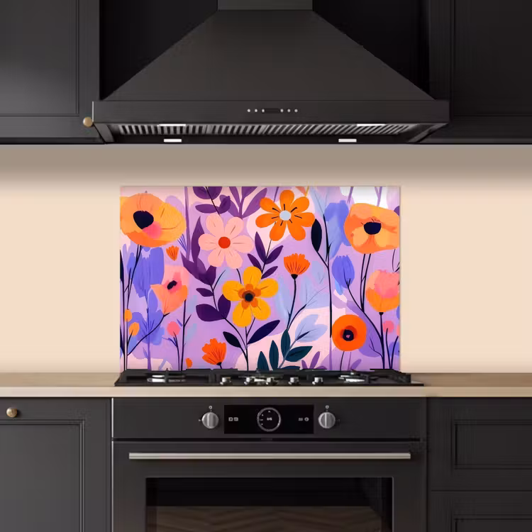 Spritzschutz Küche - Blumen - Bunt - Blätter — 5