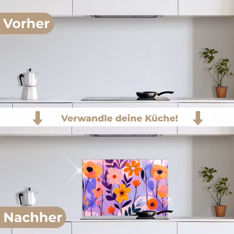 Spritzschutz Küche - Blumen - Bunt - Blätter — 7