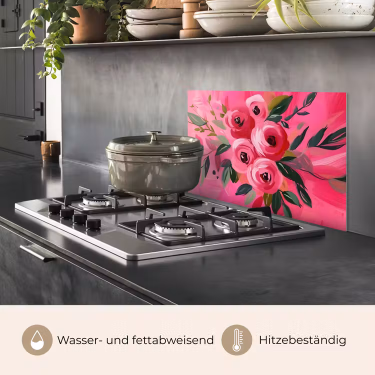 Spritzschutz Küche - Blumen - Farbe - Rosa — 2