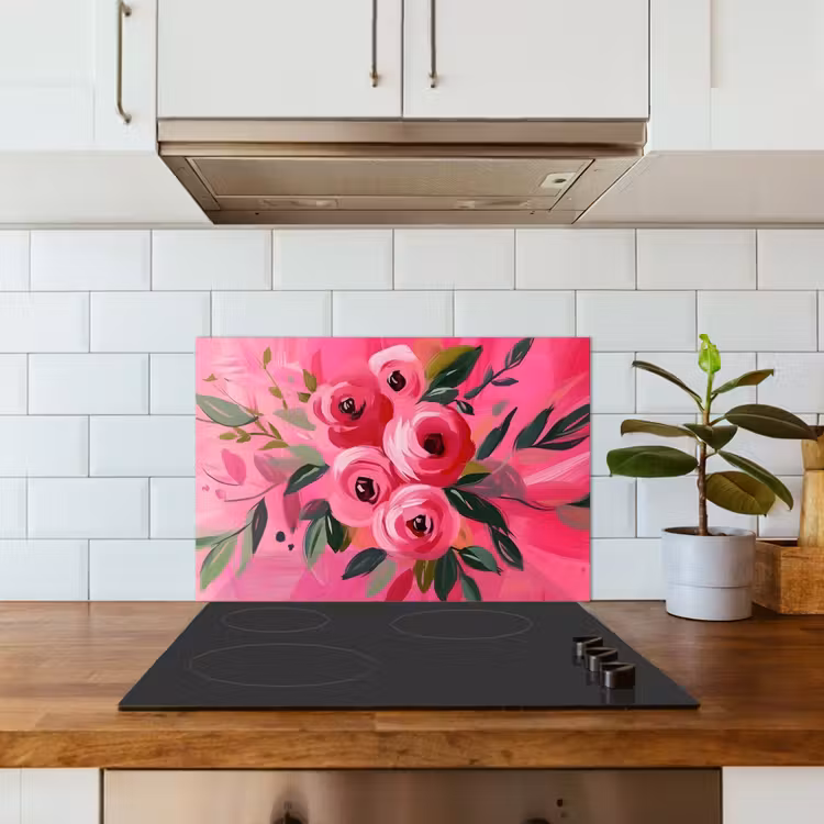 Spritzschutz Küche - Blumen - Farbe - Rosa — 3