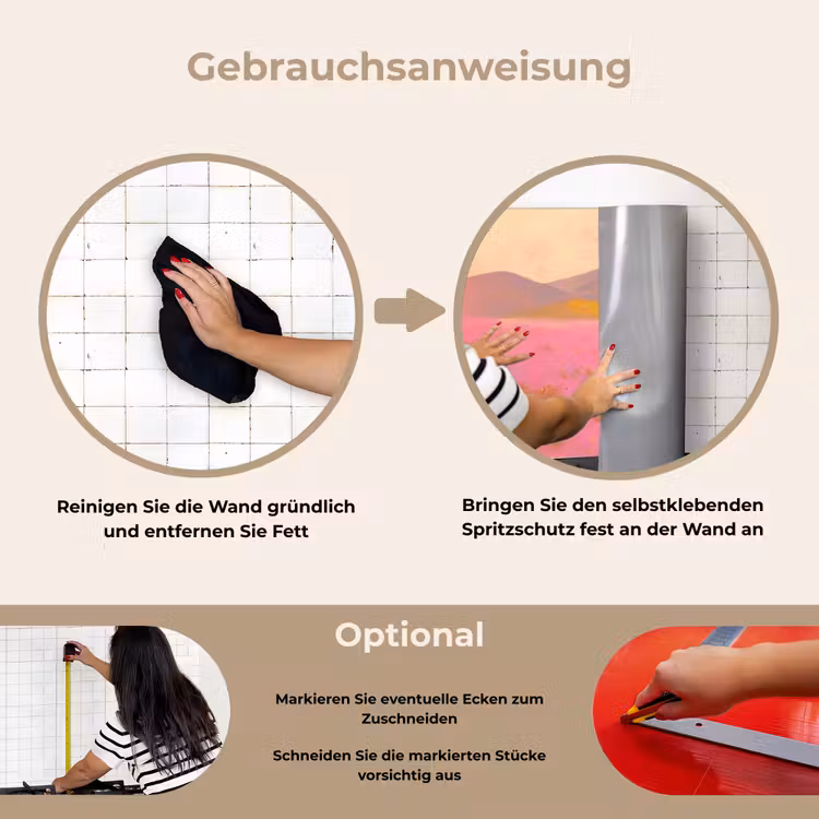 Spritzschutz Küche - Blumenwiese - Hügel - Scherenschnitt - Rosa — 6