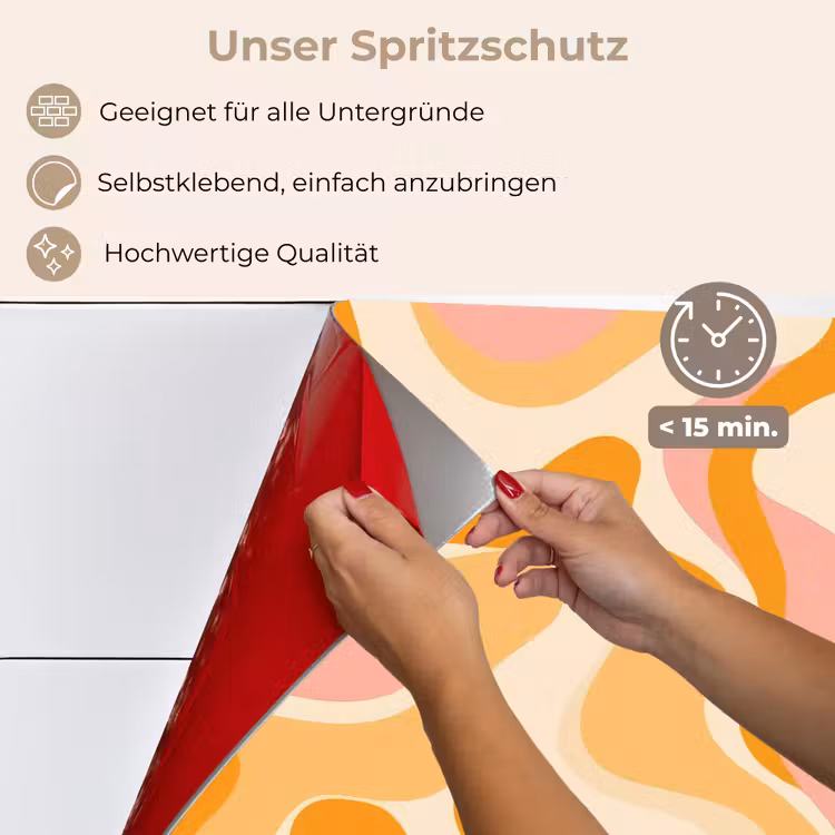 Spritzschutz Küche - Abstrakt - Gewellt - Orange — 4