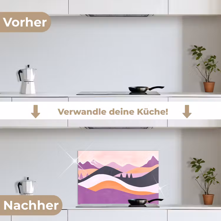 Spritzschutz Küche - Abstrakt - Hügel - Bäume - Grün — 7