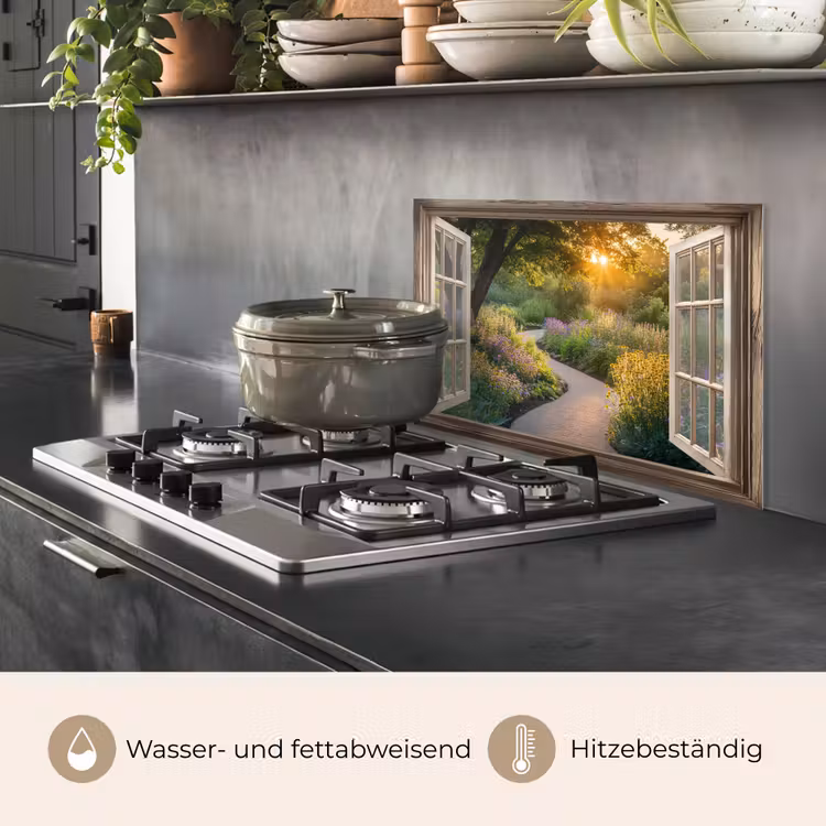 Spritzschutz Küche - Aussicht - Blumen - Natur - Sonne - Weg — 2