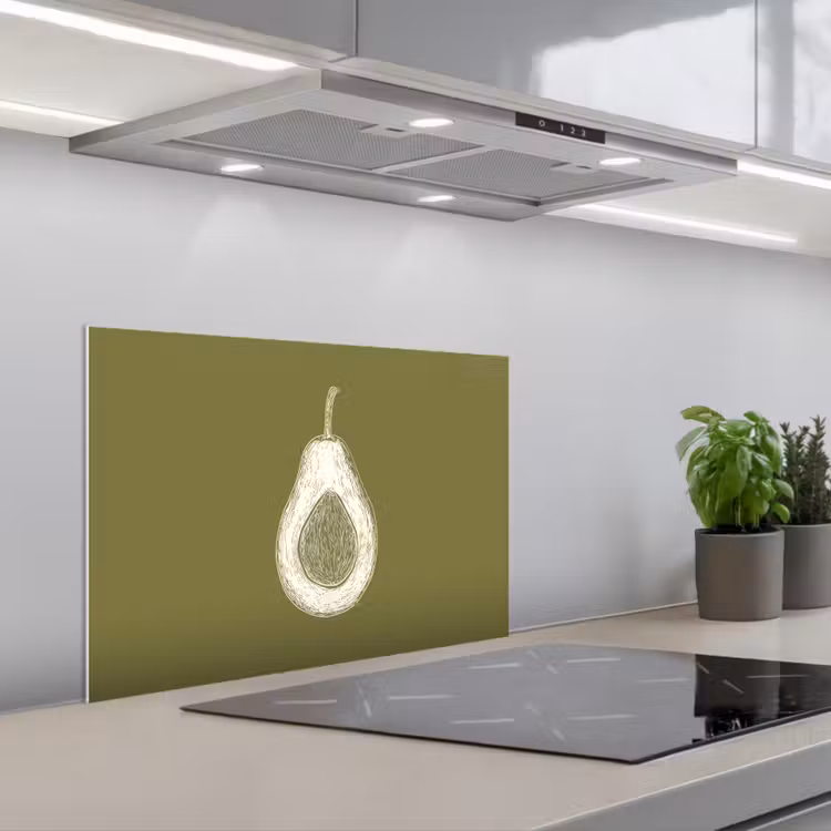 Spritzschutz Küche - Avocado - Minimalistisch - Illustration - Grün — 1