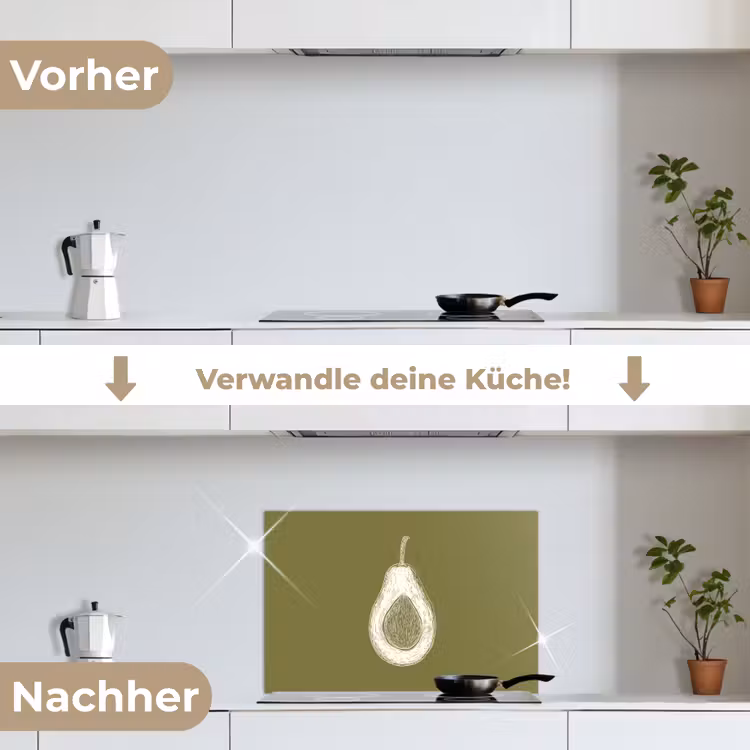 Spritzschutz Küche - Avocado - Minimalistisch - Illustration - Grün — 7