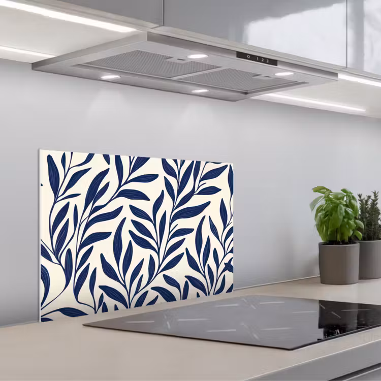Spritzschutz Küche - Blätter - Efeu - Dunkelblau — 1