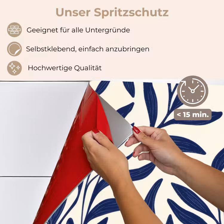 Spritzschutz Küche - Blätter - Efeu - Dunkelblau — 4