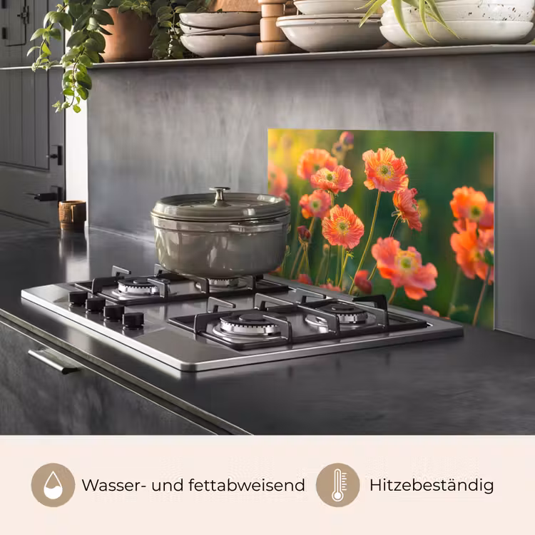 Spritzschutz Küche - Blumenfeld - Sonnenstrahlen - Orange — 2