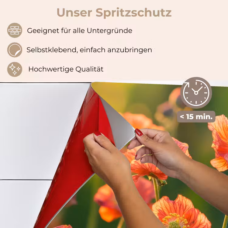 Spritzschutz Küche - Blumenfeld - Sonnenstrahlen - Orange — 4