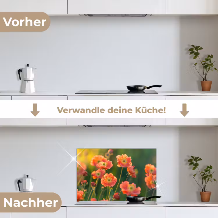 Spritzschutz Küche - Blumenfeld - Sonnenstrahlen - Orange — 7