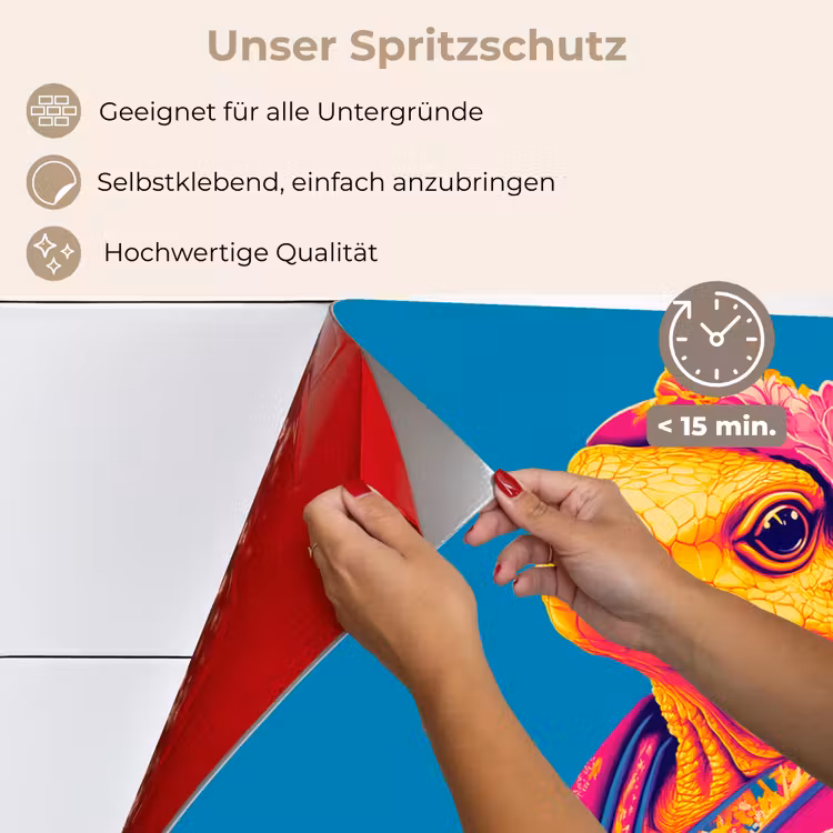 Spritzschutz Küche - Blumenkranz - Eidechse - Kimono - Lila — 4